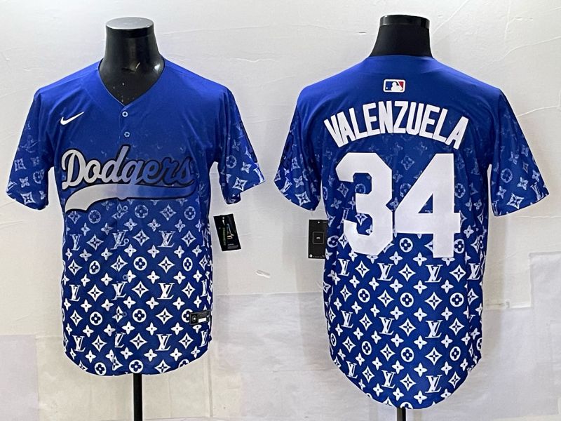 Men Los Angeles Dodgers #34 Valenzuela Blue Nike 2025 MLB jersey 01